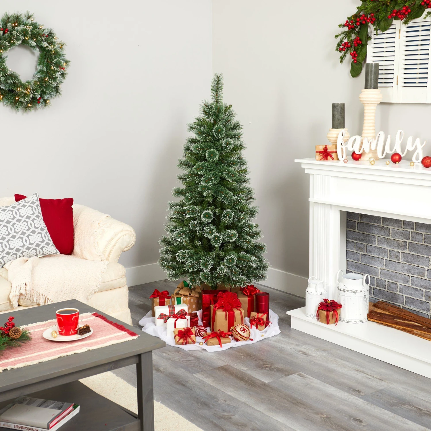 5’ Wisconsin Slim Snow Tip Pine Artificial Christmas Tree With 150 Clear LED Lights 9 5’ Wisconsin Slim Snow Tip Pine Artificial Christmas Tree With 150 Clear LED Lights - Image 7