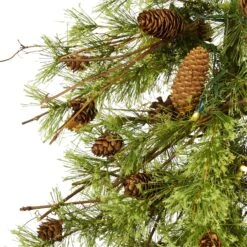 5' Wyoming Alpine Artificial Christmas Tree With 100 Clear (multifunction) LED Lights And Pine Cones On Natural Trunk -Artificial Flowers Sale artificial 5 wyoming alpine artificial christmas tree with 100 clear multifunction led lights and pine cones nearly natural 241606