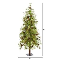 5' Wyoming Alpine Artificial Christmas Tree With 100 Clear (multifunction) LED Lights And Pine Cones On Natural Trunk -Artificial Flowers Sale artificial 5 wyoming alpine artificial christmas tree with 100 clear multifunction led lights and pine cones nearly natural 442696