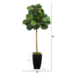 50” Fiddle Leaf Artificial Tree In Black Metal Planter -Artificial Flowers Sale artificial 50 fiddle leaf artificial tree in black metal planter nearly natural 429993