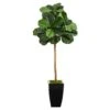 50” Fiddle Leaf Artificial Tree In Black Metal Planter -Artificial Flowers Sale artificial 50 fiddle leaf artificial tree in black metal planter nearly natural 629847