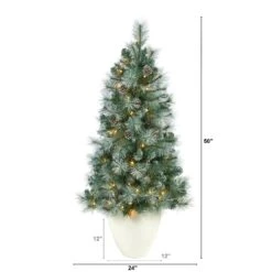 50” Frosted Tip British Columbia Mountain Pine Artificial Christmas Tree With 100 Clear Lights, Pine Cones And 228 Bendable Branches In White Planter 11 50” Frosted Tip British Columbia Mountain Pine Artificial Christmas Tree With 100 Clear Lights, Pine Cones And 228 Bendable Branches In White Planter -Artificial Flowers Sale artificial 50 frosted tip british columbia mountain pine artificial christmas tree with 100 clear lights pine cones and 228 bendable branches in white planter nearly natu 258668