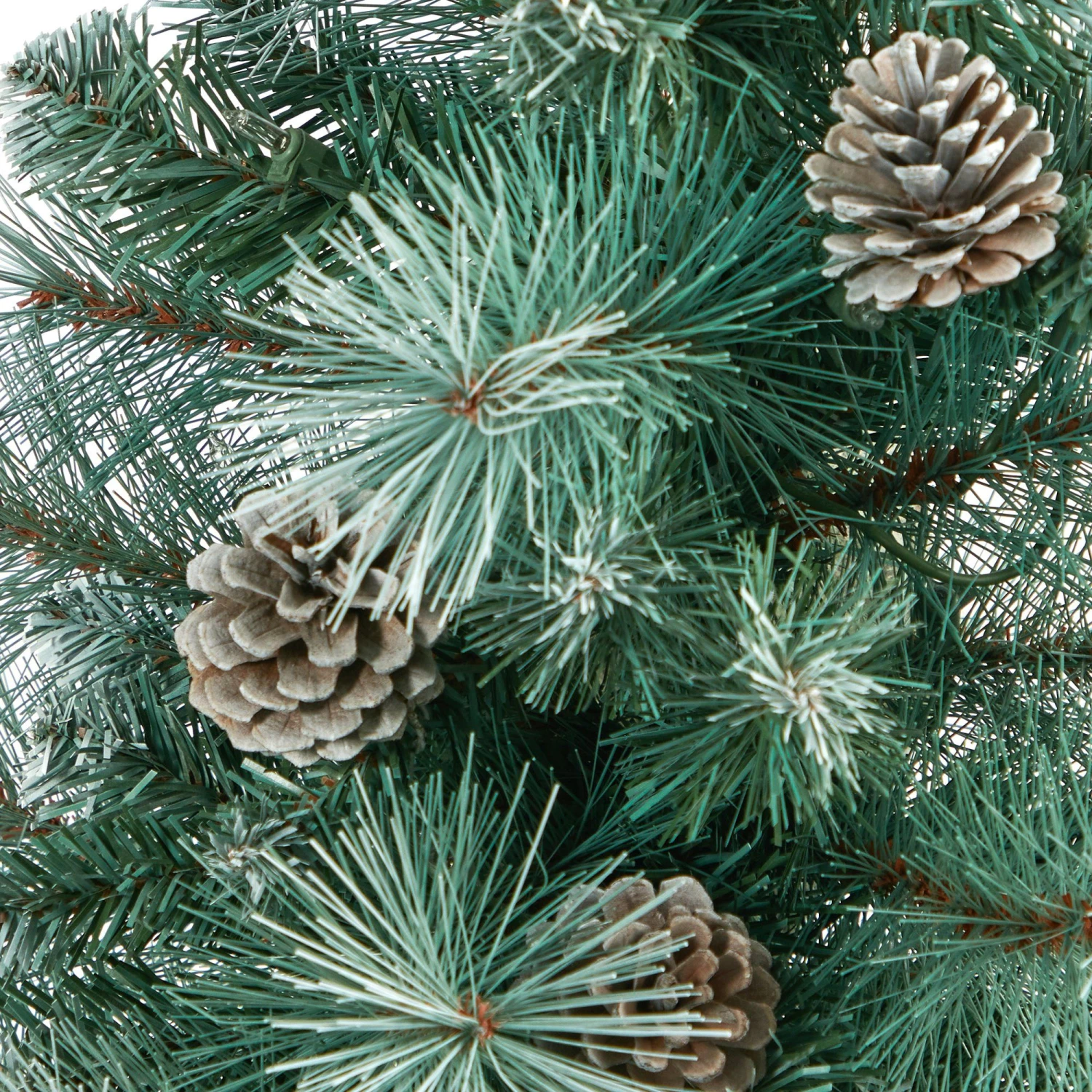 50” Frosted Tip British Columbia Mountain Pine Artificial Christmas Tree With 100 Clear Lights, Pine Cones And 228 Bendable Branches In White Planter 7 50” Frosted Tip British Columbia Mountain Pine Artificial Christmas Tree With 100 Clear Lights, Pine Cones And 228 Bendable Branches In White Planter - Image 5