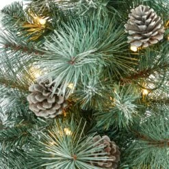 50” Frosted Tip British Columbia Mountain Pine Artificial Christmas Tree With 100 Clear Lights, Pine Cones And 228 Bendable Branches In White Planter 13 50” Frosted Tip British Columbia Mountain Pine Artificial Christmas Tree With 100 Clear Lights, Pine Cones And 228 Bendable Branches In White Planter -Artificial Flowers Sale artificial 50 frosted tip british columbia mountain pine artificial christmas tree with 100 clear lights pine cones and 228 bendable branches in white planter nearly natu 801773