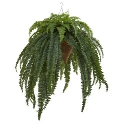 50” Giant Boston Fern Artificial Plant In Hanging Cone