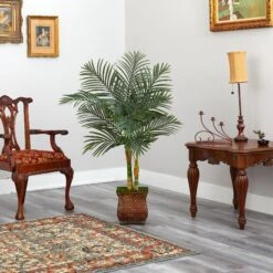 50” Golden Cane Artificial Palm Tree In Metal Planter -Artificial Flowers Sale artificial 50 golden cane artificial palm tree in metal planter nearly natural 442565