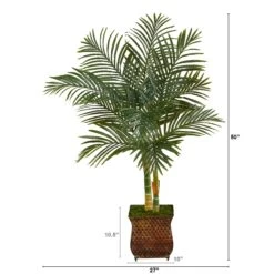 50” Golden Cane Artificial Palm Tree In Metal Planter -Artificial Flowers Sale artificial 50 golden cane artificial palm tree in metal planter nearly natural 942655