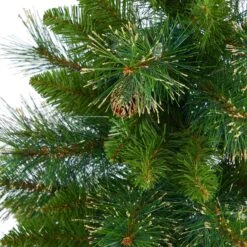 50” Golden Tip Washington Pine Artificial Christmas Tree With 100 Clear Lights, Pine Cones And 336 Bendable Branches In Black Metal Planter -Artificial Flowers Sale artificial 50 golden tip washington pine artificial christmas tree with 100 clear lights pine cones and 336 bendable branches in black metal planter nearly natural 762566