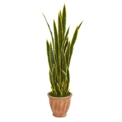 50” Sansevieria Artificial Plant In Terra Cotta Planter