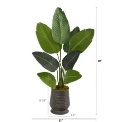 50” Travelers Palm Artificial Tree In Ribbed Metal Planter 6 50” Travelers Palm Artificial Tree In Ribbed Metal Planter -Artificial Flowers Sale artificial 50 travelers palm artificial tree in ribbed metal planter nearly natural 510493