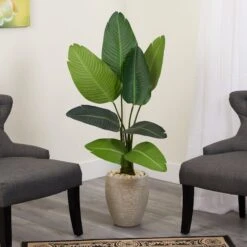 50” Travelers Palm Artificial Tree In Sand Colored Planter -Artificial Flowers Sale artificial 50 travelers palm artificial tree in sand colored planter nearly natural 493766