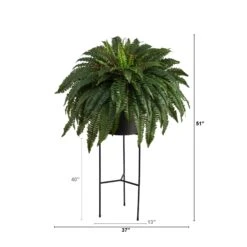 51” Boston Fern Artificial Plant In Black Planter With Stand -Artificial Flowers Sale artificial 51 boston fern artificial plant in black planter with stand nearly natural 628319
