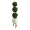 51” Boxwood Triple Ball Topiary Artificial Tree In White Planter With Stand (Indoor/Outdoor -Artificial Flowers Sale artificial 51 boxwood triple ball topiary artificial tree in white planter with stand indooroutdoor nearly natural 205834