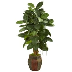 52” Rubber Leaf Artificial Tree In Decorative Planter