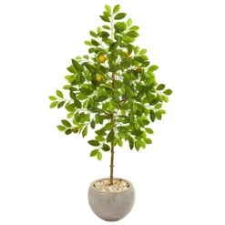 54” Lemon Artificial Tree In Sand Colored Planter