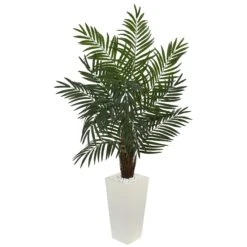 5.5’ Areca Artificial Palm Tree In White Tower Planter