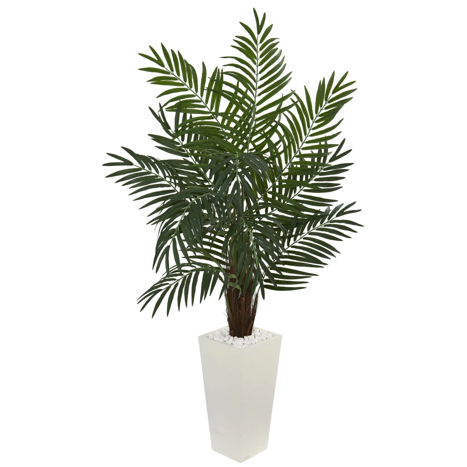 5.5’ Areca Artificial Palm Tree In White Tower Planter 3 5.5’ Areca Artificial Palm Tree In White Tower Planter