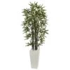 5.5’ Black Bamboo Artificial Tree In White Tower Planter -Artificial Flowers Sale artificial 55 black bamboo artificial tree in white tower planter nearly natural 945254