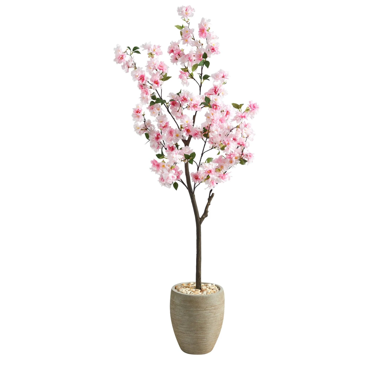 5.5’ Cherry Blossom Artificial Tree In Sand Colored Planter 3 5.5’ Cherry Blossom Artificial Tree In Sand Colored Planter