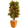 5.5’ Croton Artificial Plant In Orange Planter (Real Touch) -Artificial Flowers Sale artificial 55 croton artificial plant in orange planter real touch nearly natural 858900