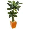 5.5’ Double Stalk Banana Artificial Tree In Orange Planter -Artificial Flowers Sale artificial 55 double stalk banana artificial tree in orange planter nearly natural 757478