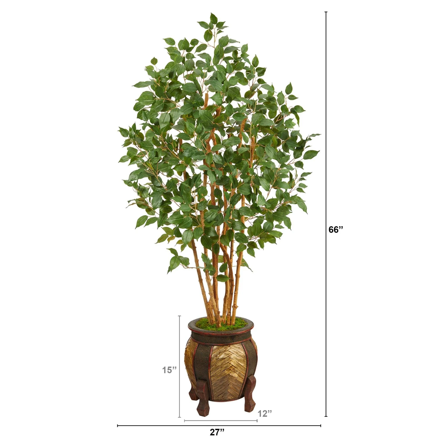 5.5' Ficus Bushy Artificial Tree In Decorative Planter 4 5.5' Ficus Bushy Artificial Tree In Decorative Planter - Image 2