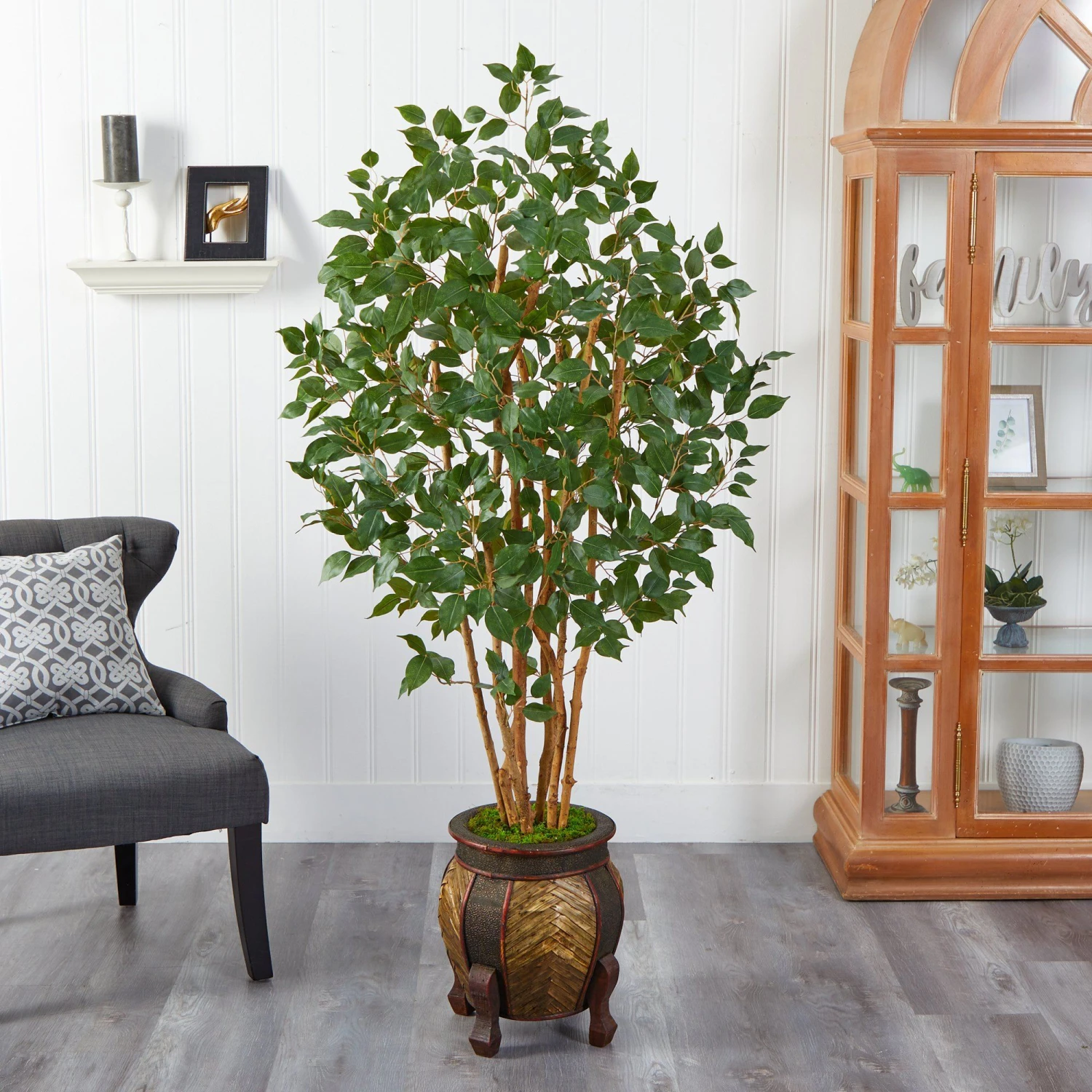 5.5' Ficus Bushy Artificial Tree In Decorative Planter 5 5.5' Ficus Bushy Artificial Tree In Decorative Planter - Image 3