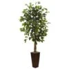 5.5’ Ficus Tree W/Bamboo Planter -Artificial Flowers Sale artificial 55 ficus tree wbamboo planter nearly natural 122704