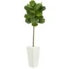 5.5’ Fiddle Leaf Artificial Tree In White Tower Planter -Artificial Flowers Sale artificial 55 fiddle leaf artificial tree in white tower planter nearly natural 630362