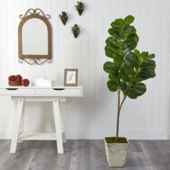 5.5’ Fiddle Leaf Fig Artificial Tree In Country White Planter 8 5.5’ Fiddle Leaf Fig Artificial Tree In Country White Planter -Artificial Flowers Sale artificial 55 fiddle leaf fig artificial tree in country white planter nearly natural 806994