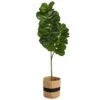 5.5’ Fiddle Leaf Fig Artificial Tree In Handmade Natural Cotton Planter -Artificial Flowers Sale artificial 55 fiddle leaf fig artificial tree in handmade natural cotton planter nearly natural 394714