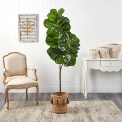 5.5’ Fiddle Leaf Fig Artificial Tree In Handmade Natural Jute Planter With Tassels 8 5.5’ Fiddle Leaf Fig Artificial Tree In Handmade Natural Jute Planter With Tassels -Artificial Flowers Sale artificial 55 fiddle leaf fig artificial tree in handmade natural jute planter with tassels nearly natural 936375