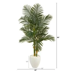 5.5’ Golden Cane Artificial Palm Tree In White Planter -Artificial Flowers Sale artificial 55 golden cane artificial palm tree in white planter nearly natural 515965