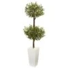 5.5' Olive Artificial Double Topiary Tree In White Tower Planter 2 5.5' Olive Artificial Double Topiary Tree In White Tower Planter -Artificial Flowers Sale artificial 55 olive artificial double topiary tree in white tower planter nearly natural 302885