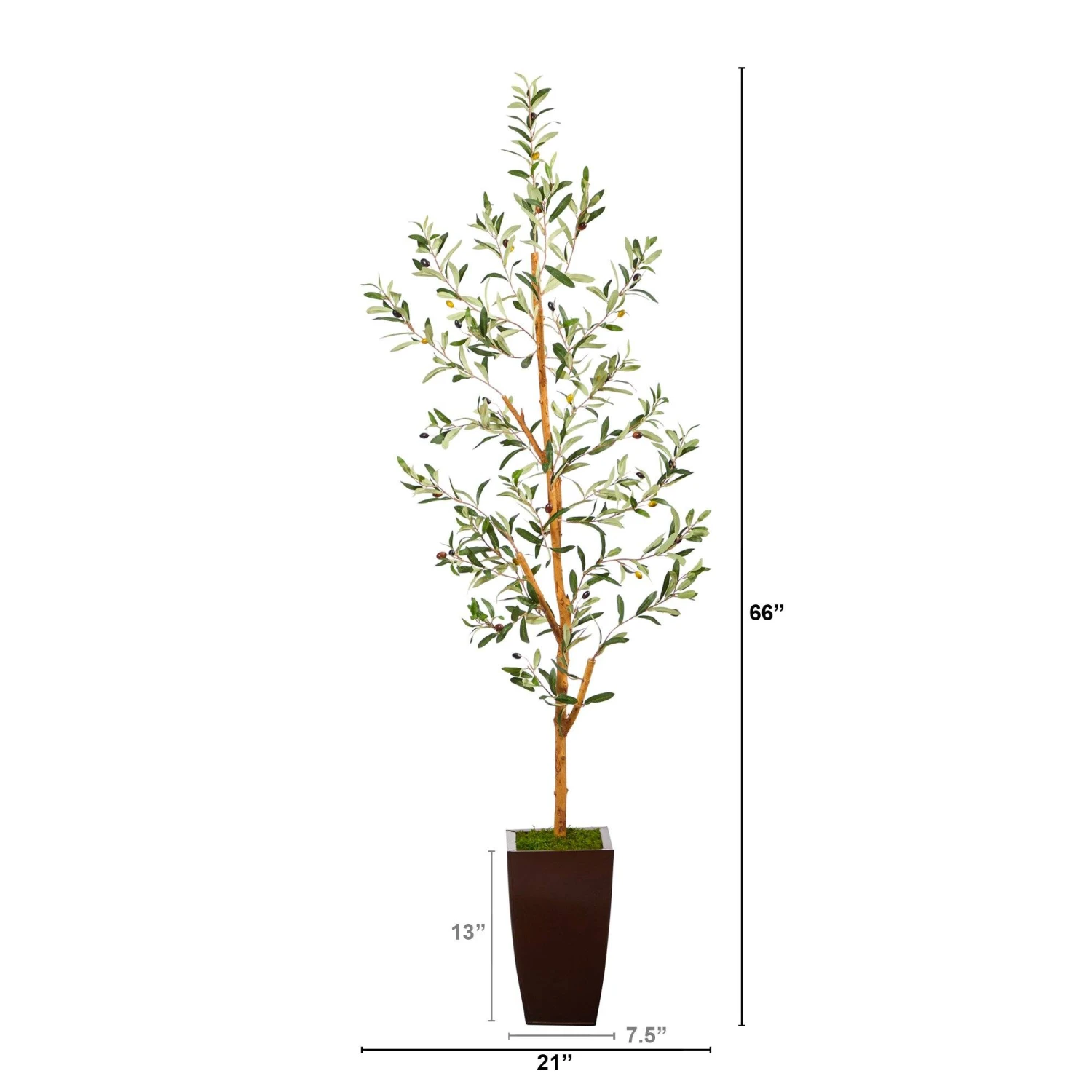 5.5’ Olive Artificial Tree In Bronze Metal Planter 4 5.5’ Olive Artificial Tree In Bronze Metal Planter - Image 2