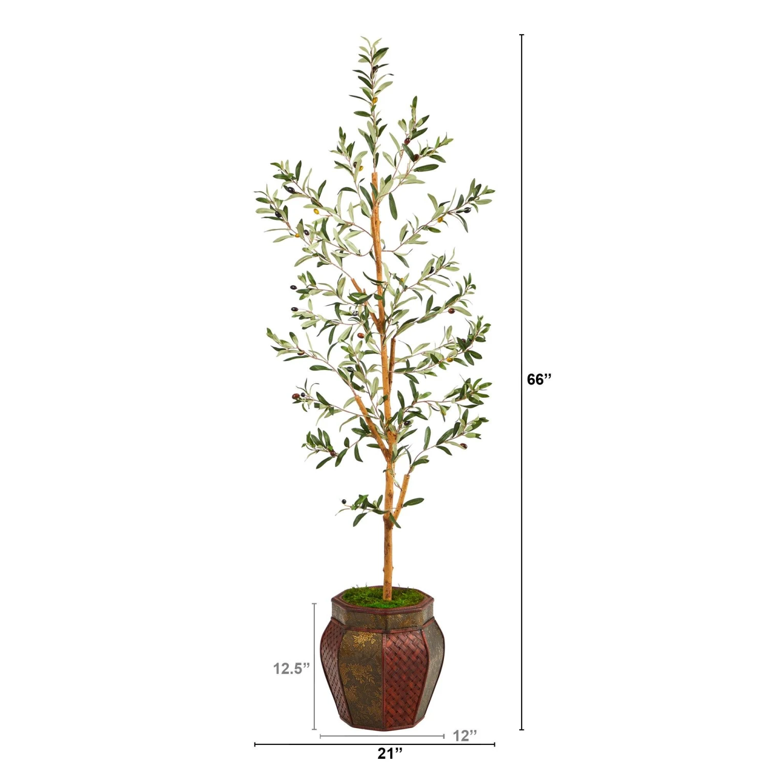 5.5’ Olive Artificial Tree In Decorative Planter 4 5.5’ Olive Artificial Tree In Decorative Planter - Image 2