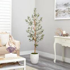 5.5’ Olive Artificial Tree In White Planter 9 5.5’ Olive Artificial Tree In White Planter -Artificial Flowers Sale artificial 55 olive artificial tree in white planter nearly natural 223205