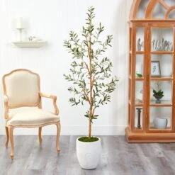 5.5’ Olive Artificial Tree In White Planter 8 5.5’ Olive Artificial Tree In White Planter -Artificial Flowers Sale artificial 55 olive artificial tree in white planter nearly natural 902478