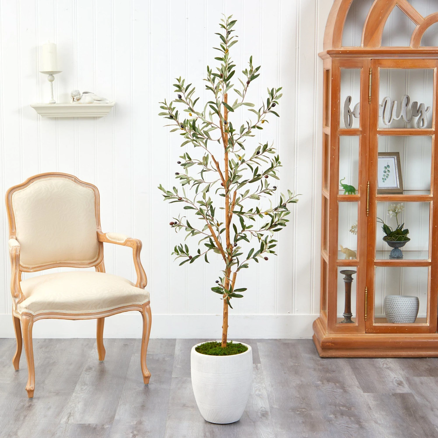 5.5’ Olive Artificial Tree In White Planter 5 5.5’ Olive Artificial Tree In White Planter - Image 3