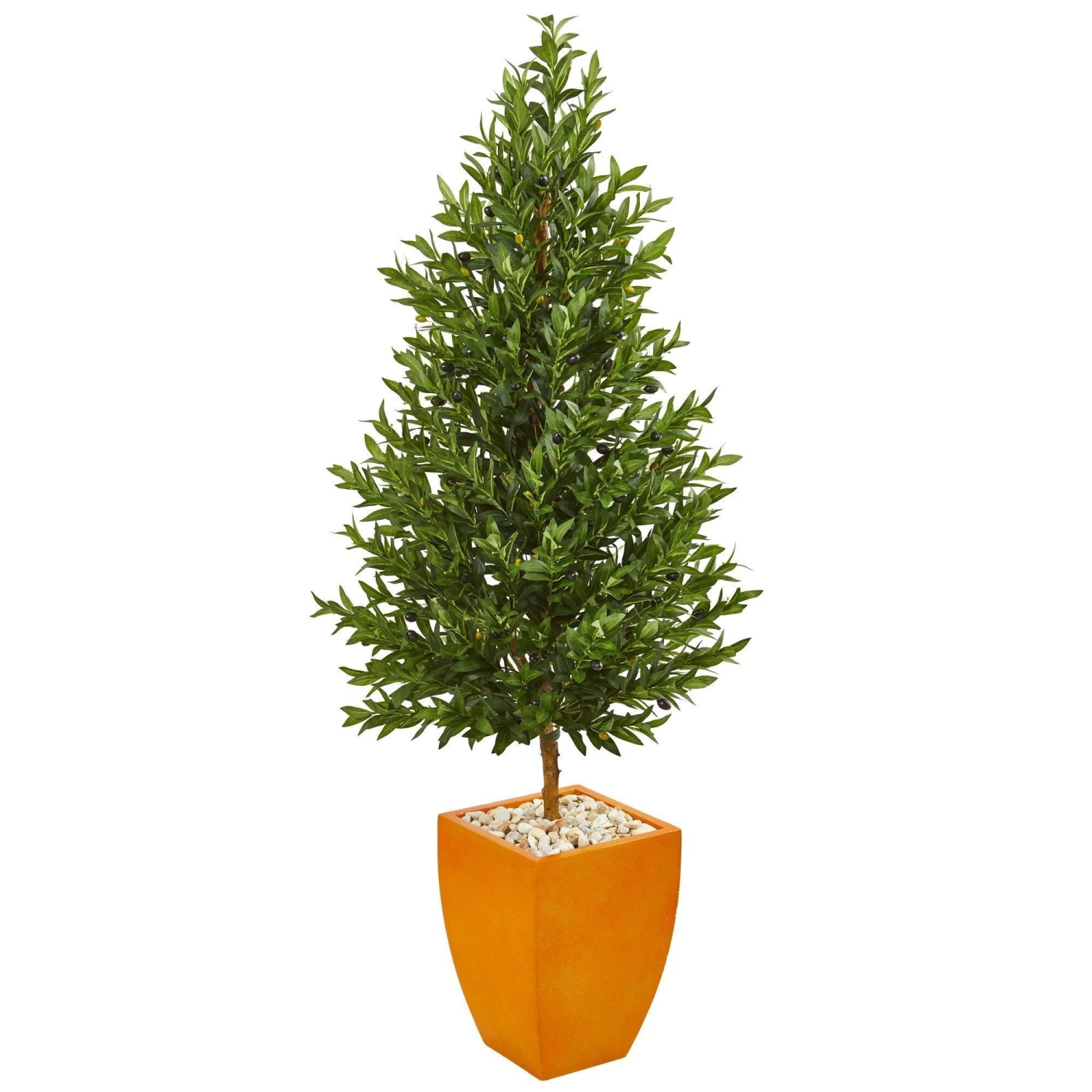 5.5’ Olive Cone Topiary Artificial Tree In Orange Planter(Indoor/Outdoor) 3 5.5’ Olive Cone Topiary Artificial Tree In Orange Planter(Indoor/Outdoor)