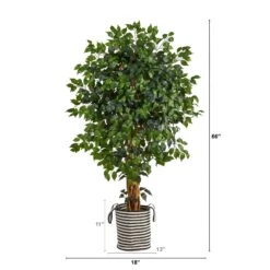 5.5’ Palace Ficus Artificial Tree In Handmade Black And White Natural Jute And Cotton Planter -Artificial Flowers Sale artificial 55 palace ficus artificial tree in handmade black and white natural jute and cotton planter nearly natural 412341