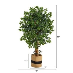 5.5’ Palace Ficus Artificial Tree In Handmade Natural Cotton Planter -Artificial Flowers Sale artificial 55 palace ficus artificial tree in handmade natural cotton planter nearly natural 351087