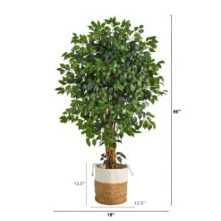 5.5’ Palace Ficus Artificial Tree With In Handmade Natural Jute And Cotton Planter -Artificial Flowers Sale artificial 55 palace ficus artificial tree with in handmade natural jute and cotton planter nearly natural 278747
