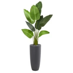 Artificial Flowers Sale 70 5.5’ Traveler's Palm Artificial Tree In Gray Planter