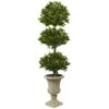 5.5’ Triple Bay Leaf Topiary Artificial Tree In Urn UV Resistant (Indoor/Outdoor) -Artificial Flowers Sale artificial 55 triple bay leaf topiary artificial tree in urn uv resistant indooroutdoor nearly natural 249532
