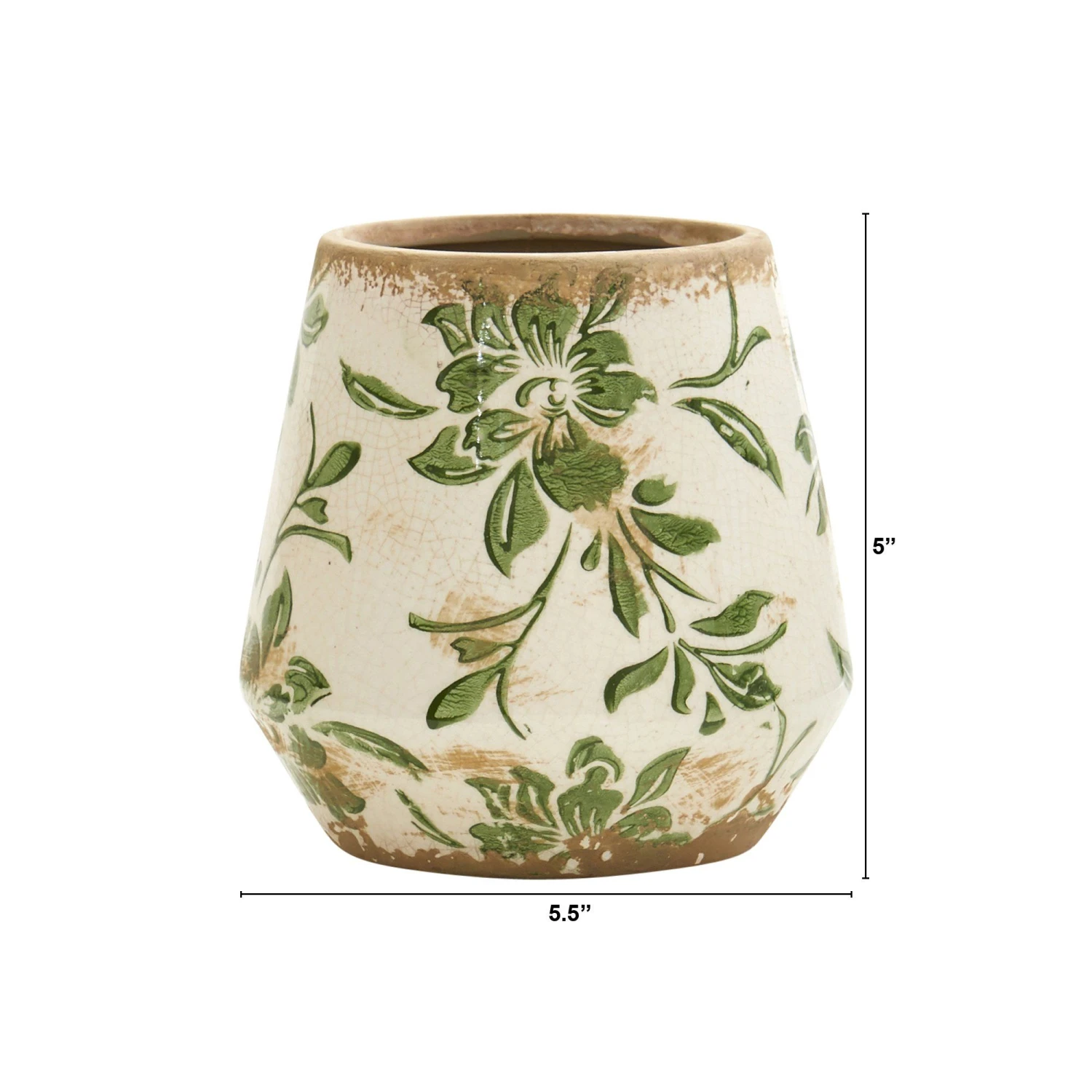 5.5” Tuscan Ceramic Green Scroll Planter 4 5.5” Tuscan Ceramic Green Scroll Planter - Image 2