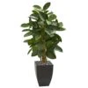 56” Artificial Rubber Tree In Black Planter -Artificial Flowers Sale artificial 56 artificial rubber tree in black planter nearly natural 455558