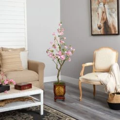 56” Cherry Blossom Artificial Tree In Decorative Planter -Artificial Flowers Sale artificial 56 cherry blossom artificial tree in decorative planter nearly natural 962301