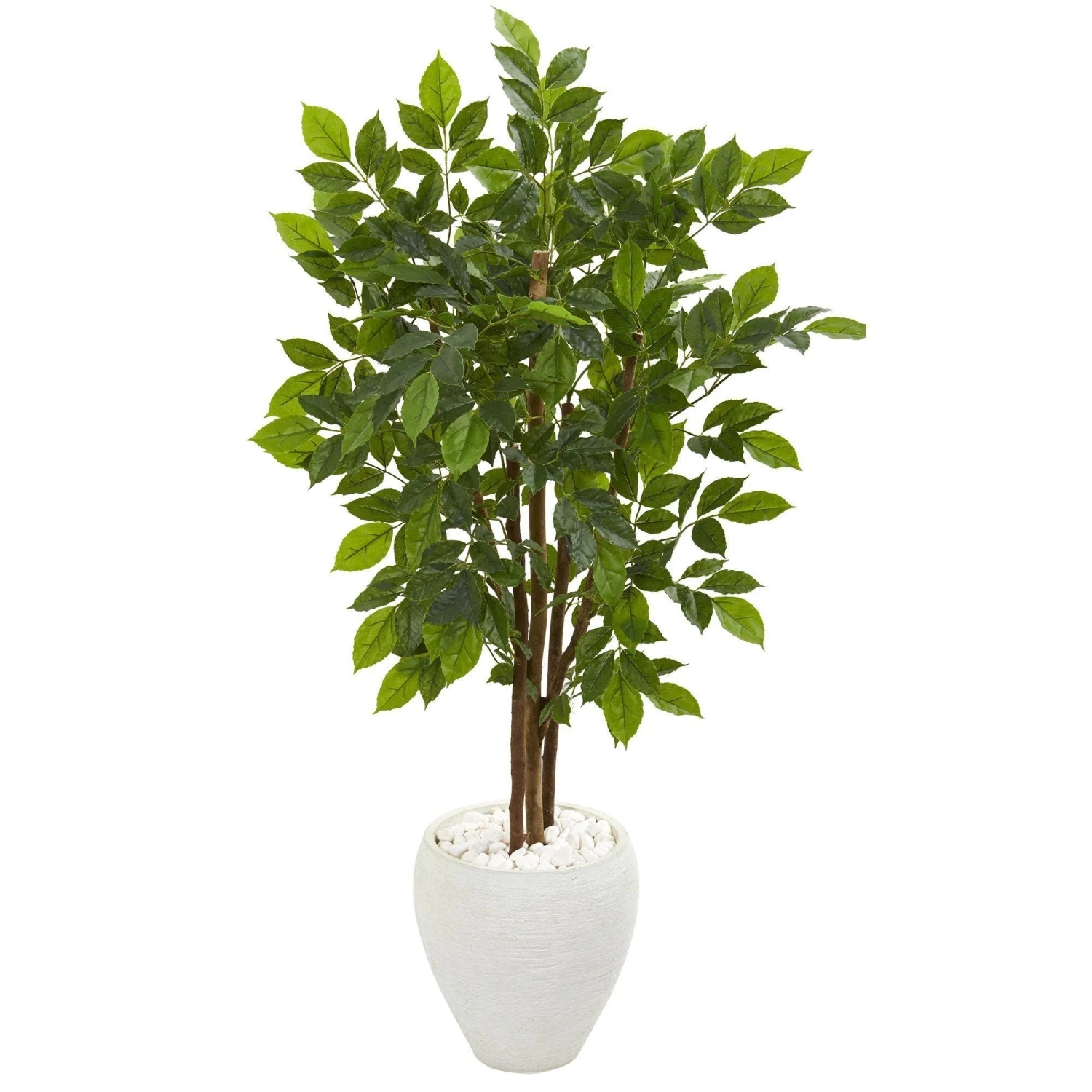 56” River Birch Artificial Tree In White Planter 3 56” River Birch Artificial Tree In White Planter