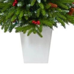 56” Snow Tipped Portland Spruce Artificial Christmas Tree With Frosted Berries And Pinecones With 100 Clear LED Lights In White Metal Planter 15 56” Snow Tipped Portland Spruce Artificial Christmas Tree With Frosted Berries And Pinecones With 100 Clear LED Lights In White Metal Planter -Artificial Flowers Sale artificial 56 snow tipped portland spruce artificial christmas tree with frosted berries and pinecones with 100 clear led lights in white metal planter nearly natural 745211
